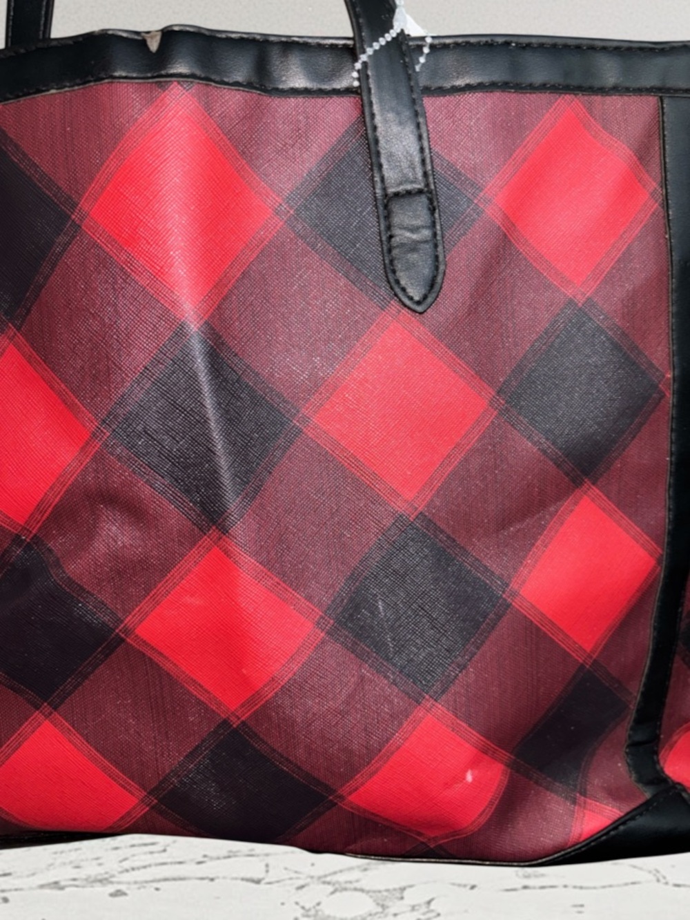 Victoria's Secret Red and Black Plaid Tote - Picture 6 of 6